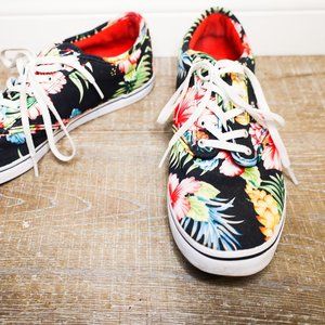 Black Floral Vans